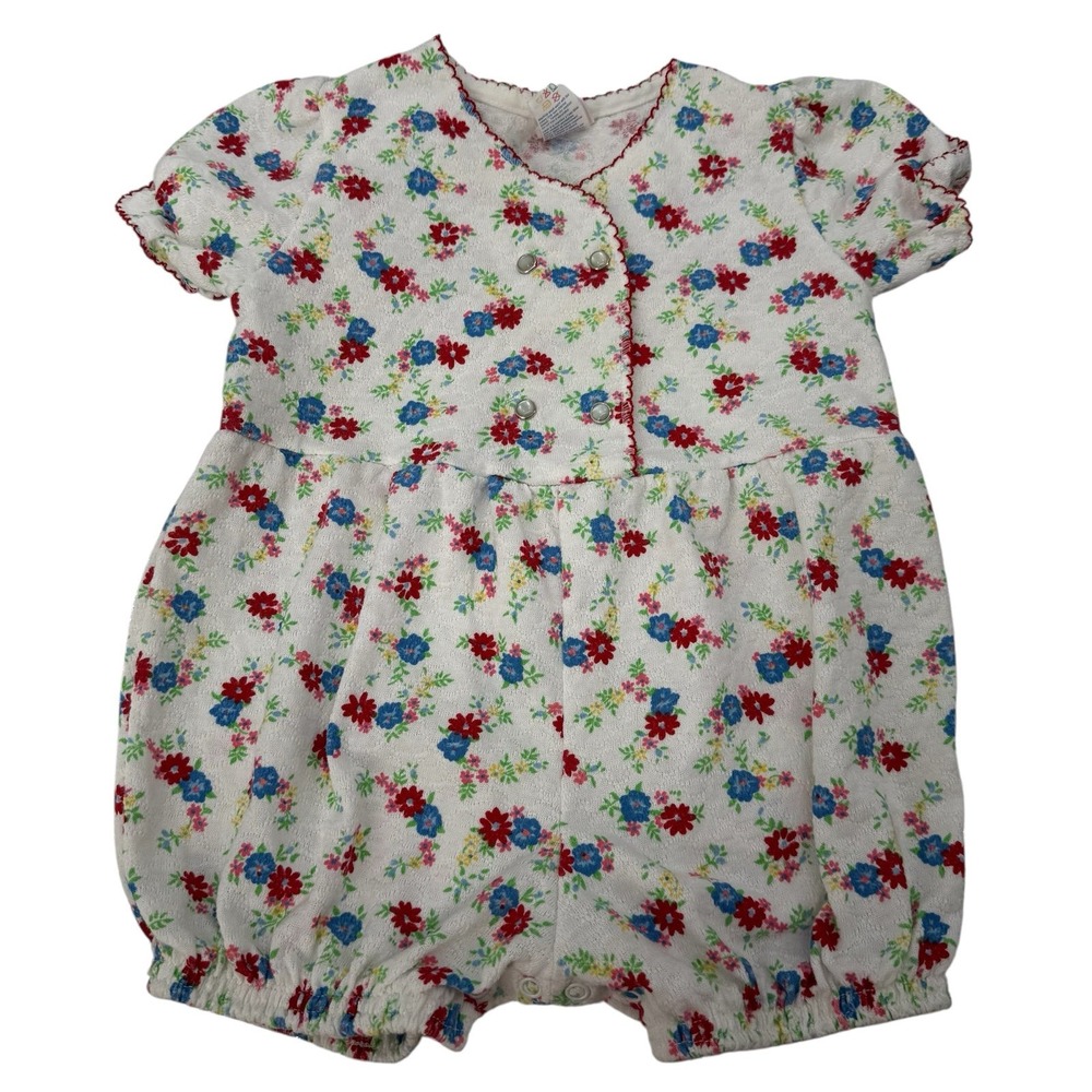 Vintage Buster‎ Brown Romper Baby 24 Months floral One Piece 1990s